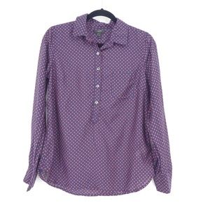 J. Crew Polka Dot Popover Semi-Sheer Blouse